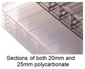 Sections of both 20mm and 25mm polycarbonate