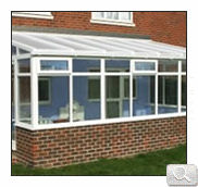 Traditional lean to style conservatory in white uPVC