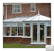 P shaped style conservatory in white uPVC